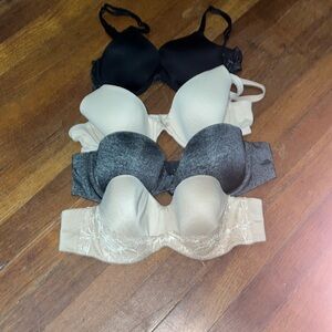 Victoria's Secret Black, Gray, and Cream Bras Set